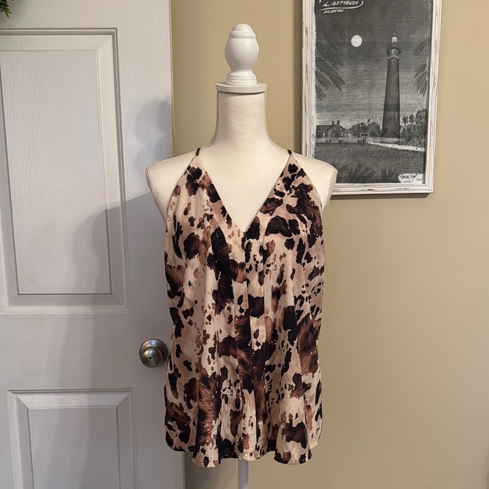 Adrienne Cream and Brown Camisole Top